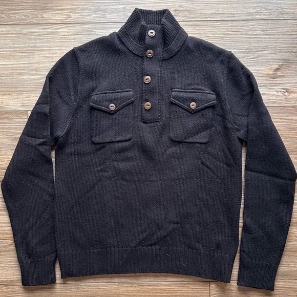 Martin + Osa | Quarter Zip Wool Sweater in Black (Medium) - Picture 2 of 10